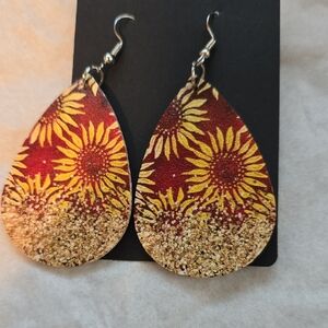 Sunflower Teardrop Earrings